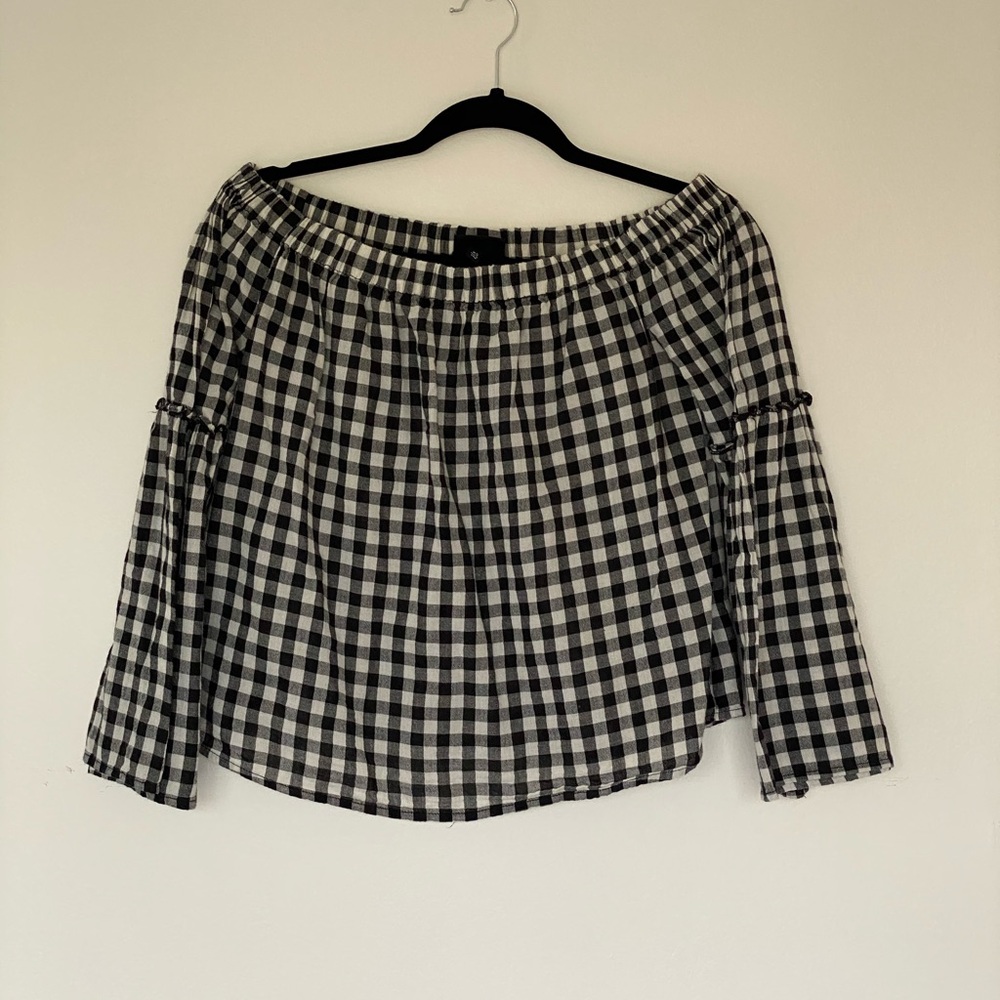 NOT FOR SALE Gingham Off The Shoulder Top - Picture 4 of 4